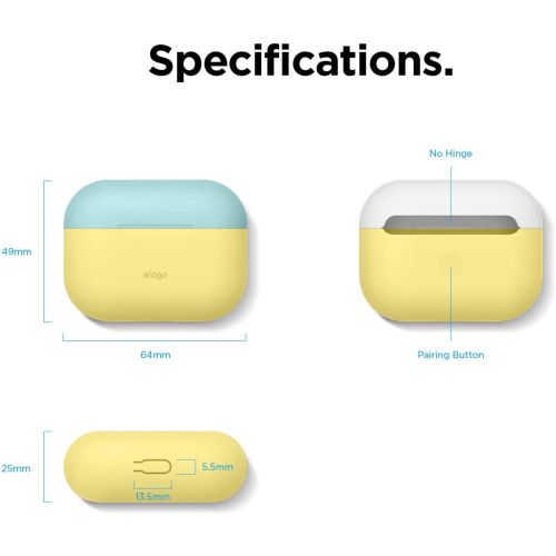 ELAGO Airpods Pro DUO Case Yellow/Coral blue-Nightlow blue 
