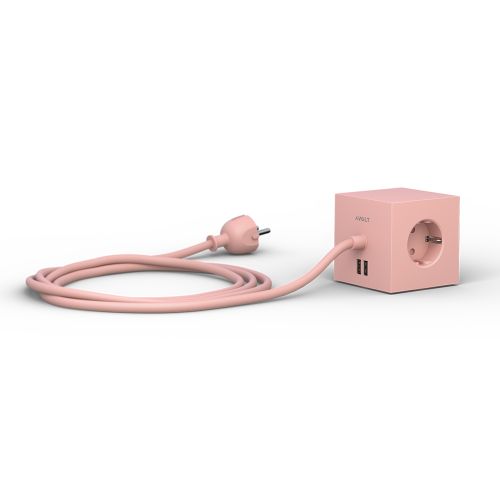 AVOLT Square1 3x Power Extender + 2x USB-A Old Pink